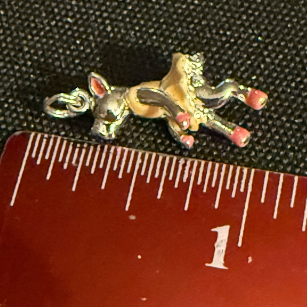 Silver Ballerina Pig Charm with Pink Accents.